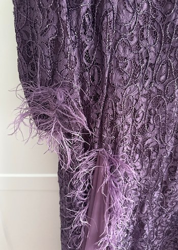 Mor Drapeli Uzun Kadın Abiye Elbise - Görsel 5