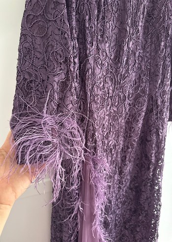 Mor Drapeli Uzun Kadın Abiye Elbise - Görsel 3