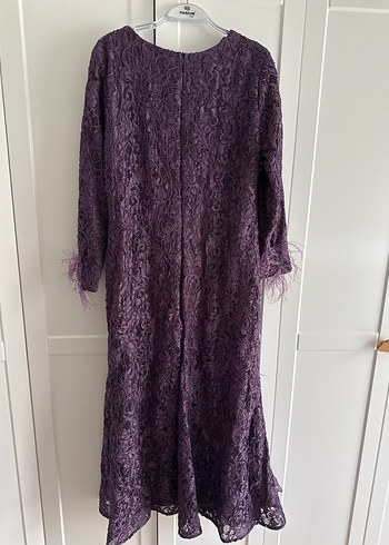 Mor Drapeli Uzun Kadın Abiye Elbise - Görsel 6