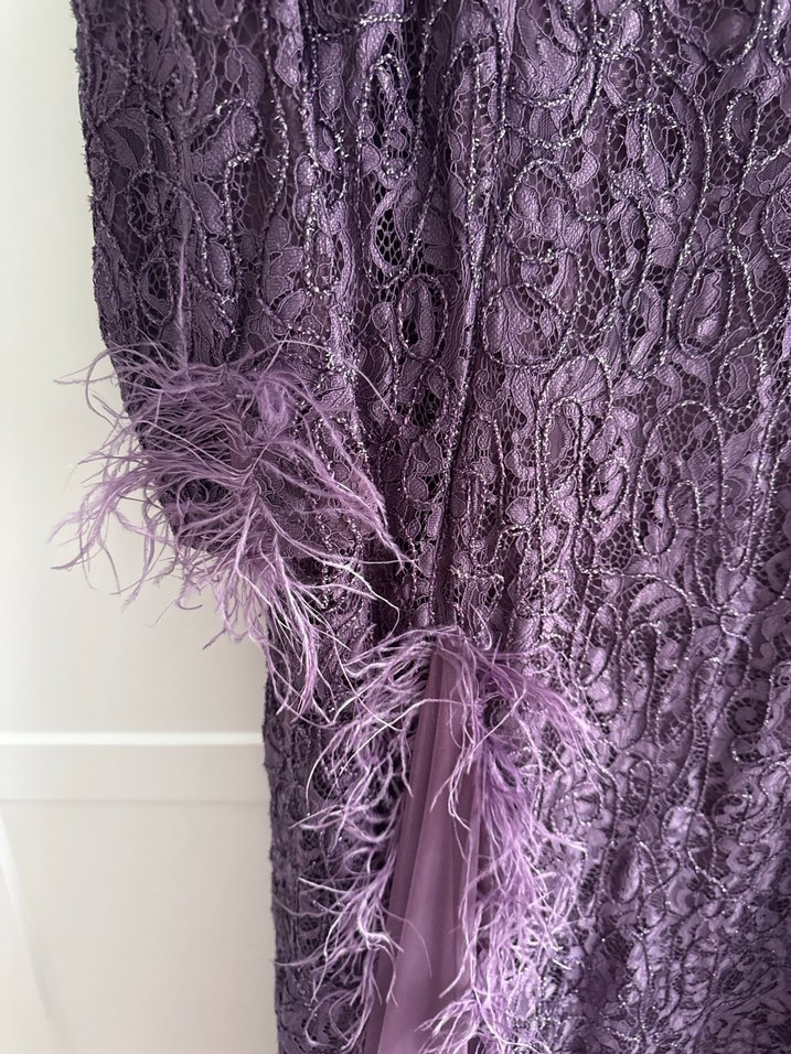 Mor Drapeli Uzun Kadın Abiye Elbise - Görsel 5