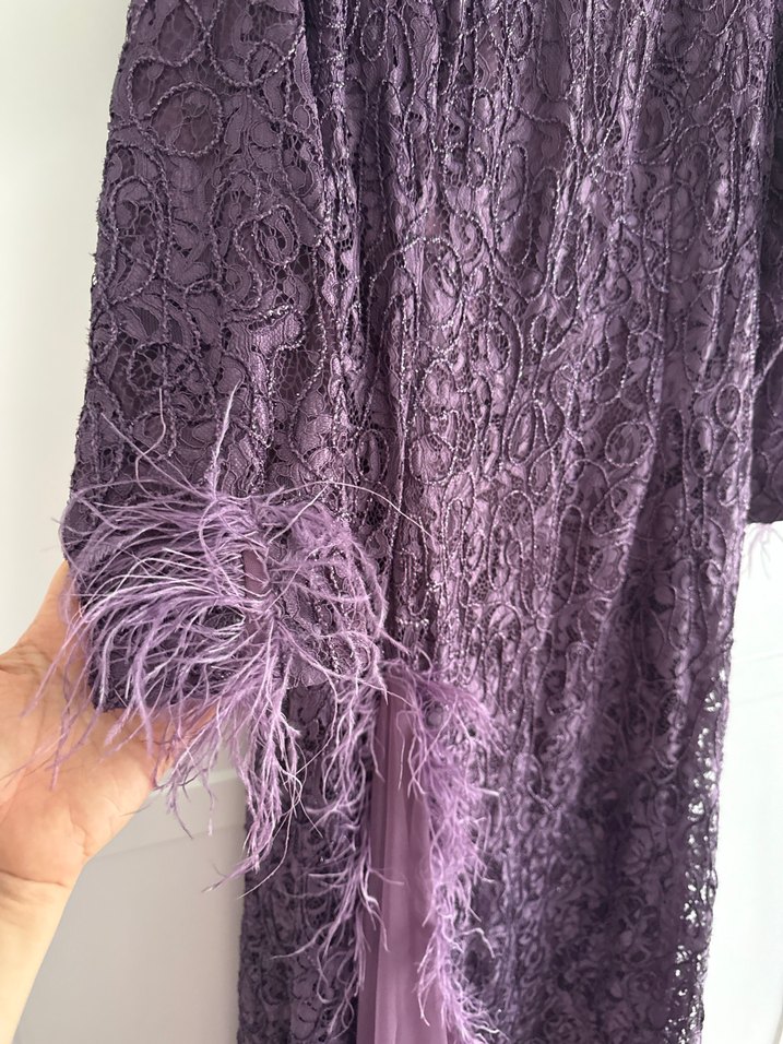 Mor Drapeli Uzun Kadın Abiye Elbise - Görsel 3