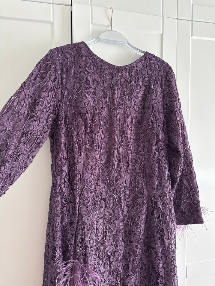 Mor Drapeli Uzun Kadın Abiye Elbise - Görsel 4