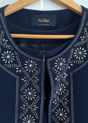 Nakışlı Lacivert Kadın Uzun Elbise takım - Görsel 5