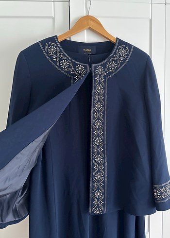 Nakışlı Lacivert Kadın Uzun Elbise takım - Görsel 3