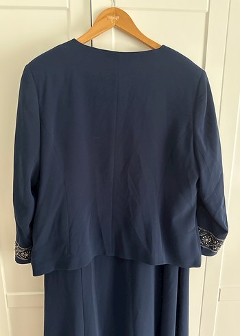 Nakışlı Lacivert Kadın Uzun Elbise takım - Görsel 7