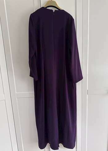 Mor Uzun Kollu Nakışlı Kadın Elbise - Görsel 5