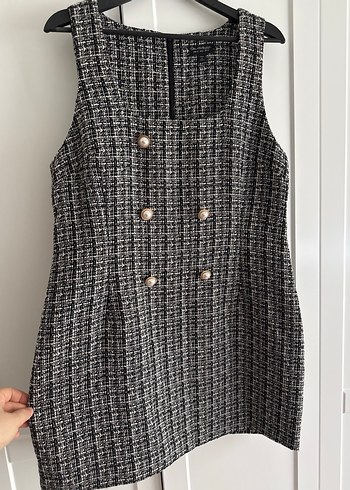 Düğmeli, Kolsuz Midi Kadın Elbise - Görsel 4