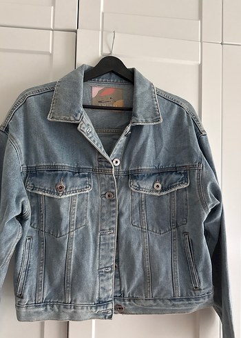 Düğmeli Gri Kadın Denim Ceket - Görsel 4