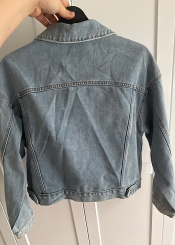 Düğmeli Gri Kadın Denim Ceket - Görsel 6