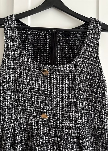 Düğmeli Gri Midi Keten Elbise - Görsel 2