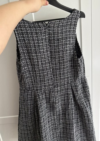 Düğmeli Gri Midi Keten Elbise - Görsel 5