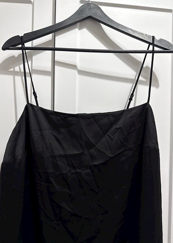 H&m Siyah Uzun İp Askılı Saten Elbise - Görsel 3