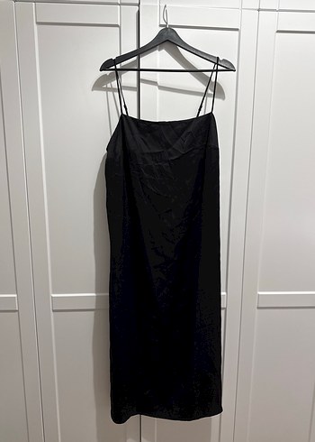 H&m Siyah Uzun İp Askılı Saten Elbise - Görsel 2