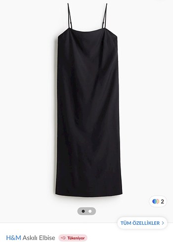 H&m Siyah Uzun İp Askılı Saten Elbise - Görsel 8