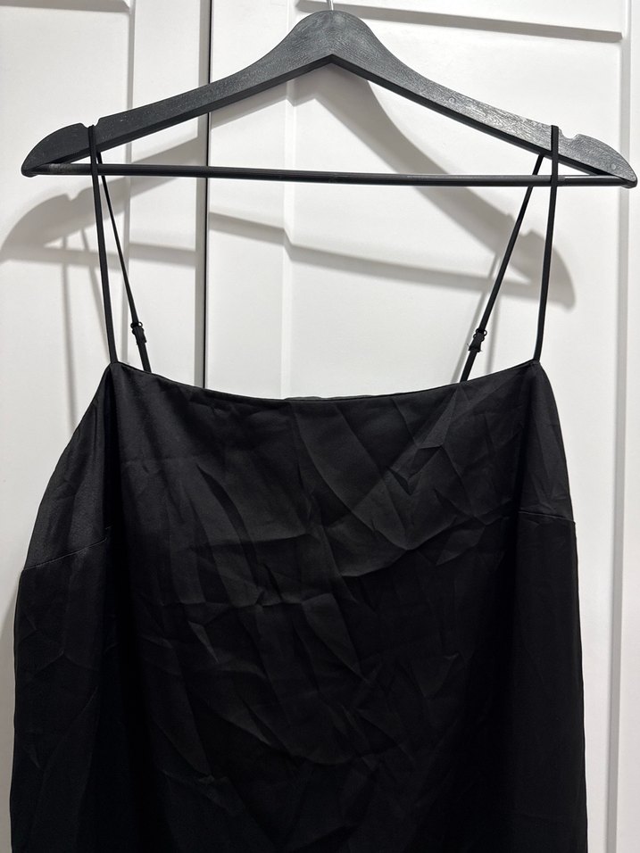 H&m Siyah Uzun İp Askılı Saten Elbise - Görsel 3