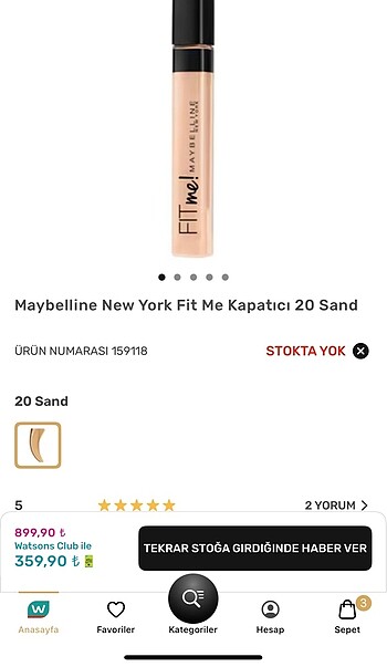  Beden Renk maybelline new york kapatıcı