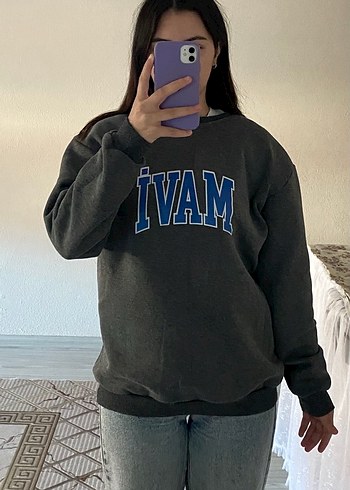 Gri Oversize Kadın Sweatshirt