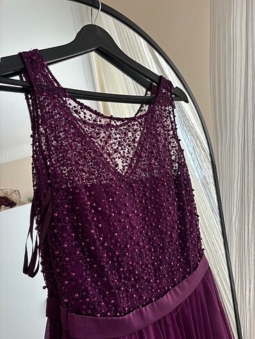 Mor nişan söz mezuniyet elbisesi - Görsel 3