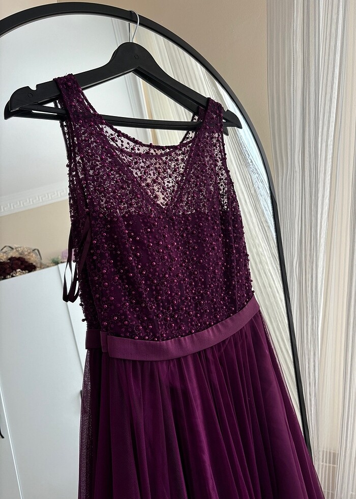 Mor nişan söz mezuniyet elbisesi - Görsel 2