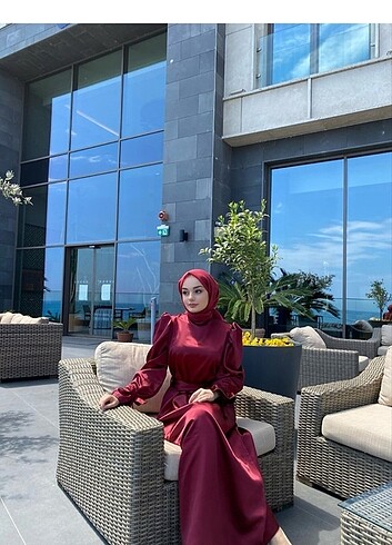 Mango Bordo Saten Abiye