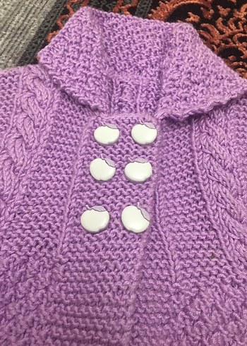 Mor Örgü Kız Çocuk Kolsuz Hırka - Görsel 2