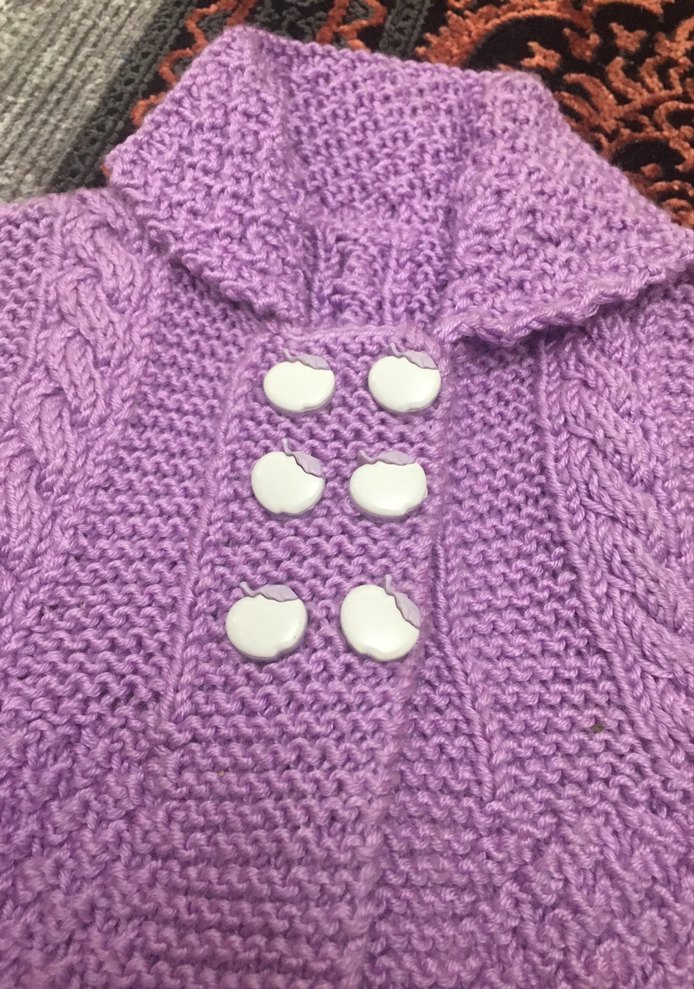 Mor Örgü Kız Çocuk Kolsuz Hırka - Görsel 2