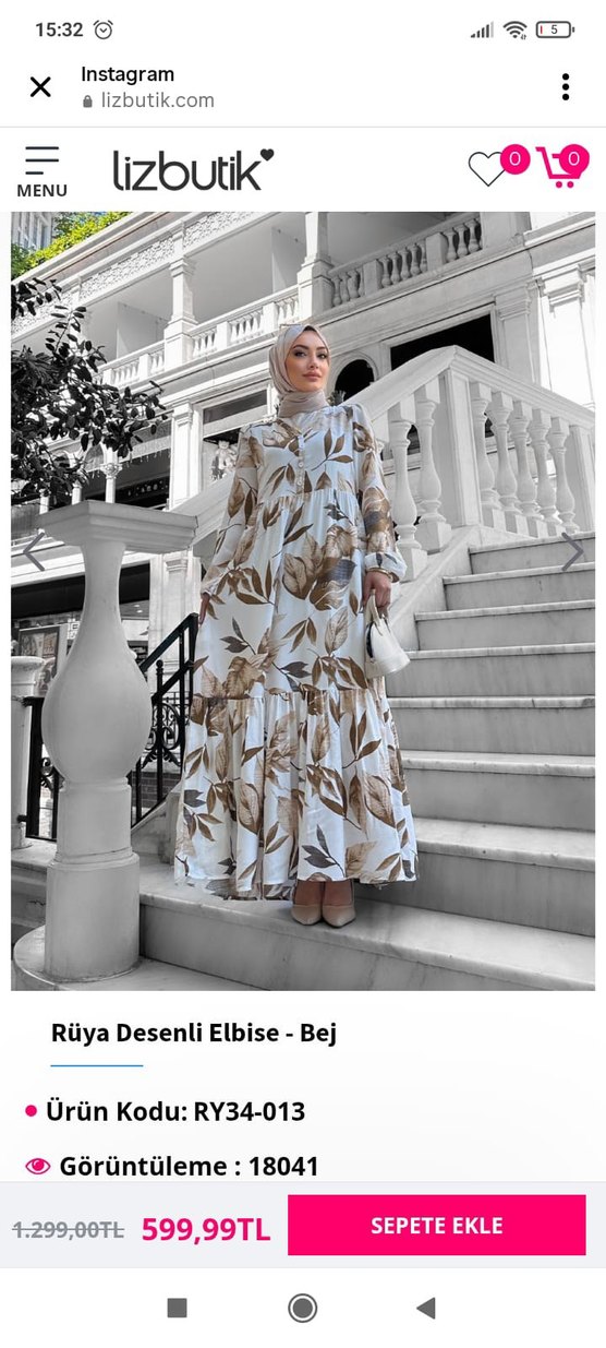 Bej Rüya Desenli Uzun Bohem Elbise - Görsel 2