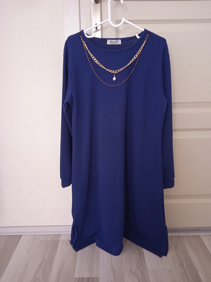 Zincir Detaylı Mavi Kadın Triko - Görsel 5