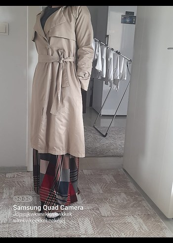 Bej Uzun Kadın Trençkot - Görsel 2