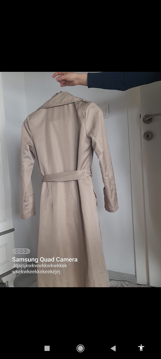 Bej Uzun Kadın Trençkot - Görsel 3