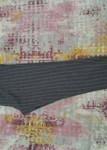 Gri Çizgili kadınKumaş eşofman - Görsel 2