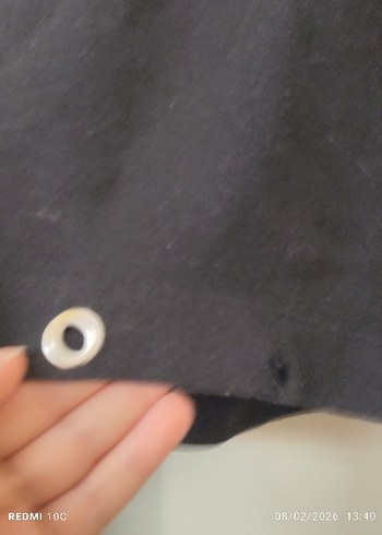 Kız çocuk Siyah V Yaka Düğmeli Sweatshirt - Görsel 5