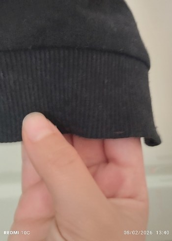 Kız çocuk Siyah V Yaka Düğmeli Sweatshirt - Görsel 7