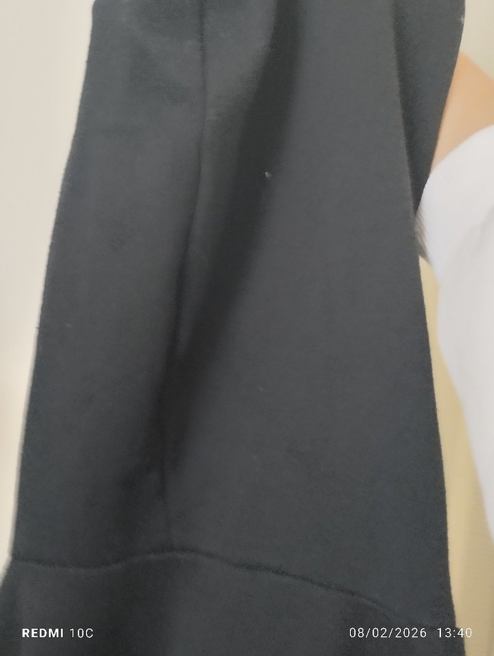 Kız çocuk Siyah V Yaka Düğmeli Sweatshirt - Görsel 2