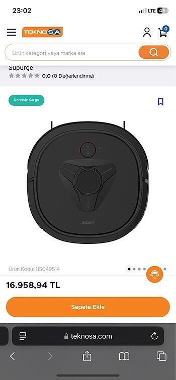 ARZUM ROBOTEK X4 akıllı süpürge