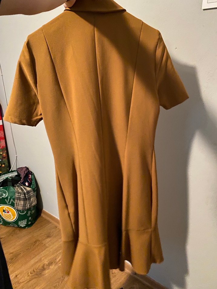 Taba Kısa Kollu Midi Kadın Elbise - Görsel 2