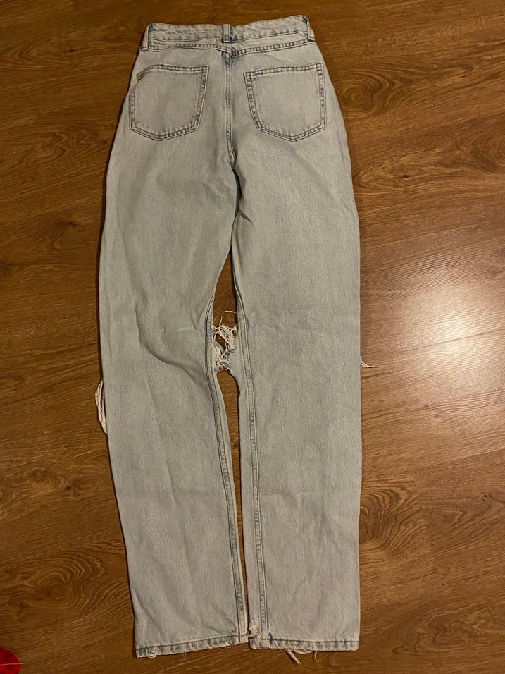 Yırtık Diz Detaylı Açık Mavi Kadın Denim Pantolon - Görsel 2