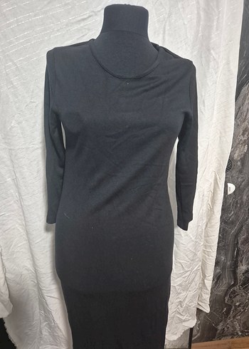 Uzun Kollu Siyah İnce Triko Elbise - Görsel 3