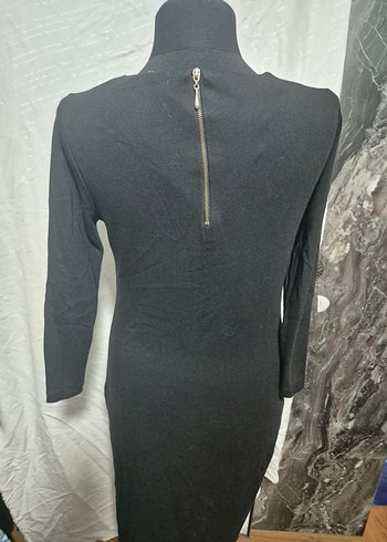 Uzun Kollu Siyah İnce Triko Elbise - Görsel 2