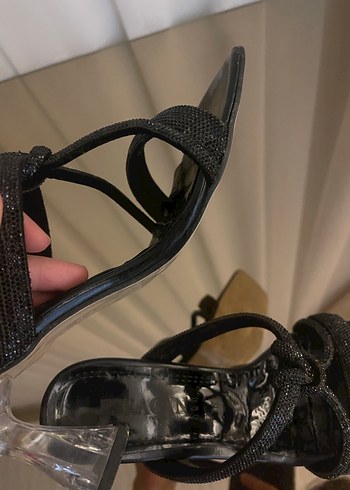 Klasik Siyah Blok Topuklu Kadın Abiye Ayakkabı - Görsel 6