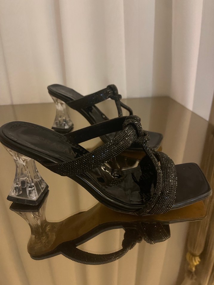 Klasik Siyah Blok Topuklu Kadın Abiye Ayakkabı - Görsel 4