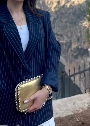 Kadın Çizgili Regular Fit Blazer - Görsel 9