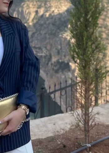 Kadın Çizgili Regular Fit Blazer - Görsel 8