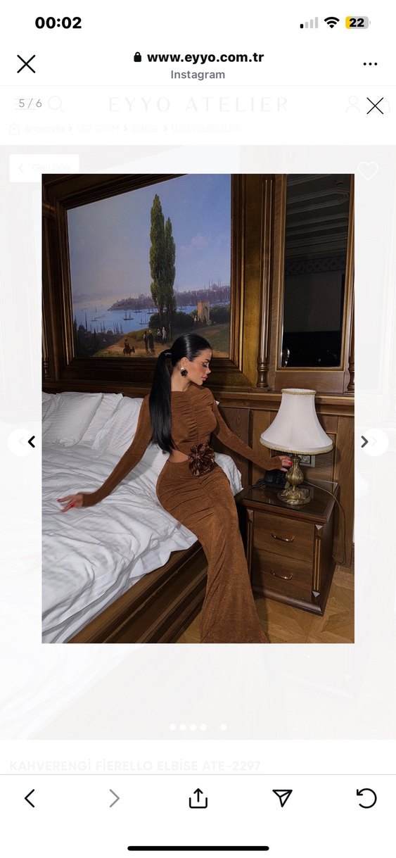 Kahverengi Leopar Desenli Süet Uzun Elbise - Görsel 2