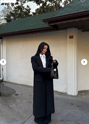 Siyah Kadın Uzun Ofis Kabanı - Görsel 3