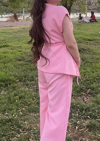 Pembe Kemerli Kadın Salaş Takım - Görsel 4