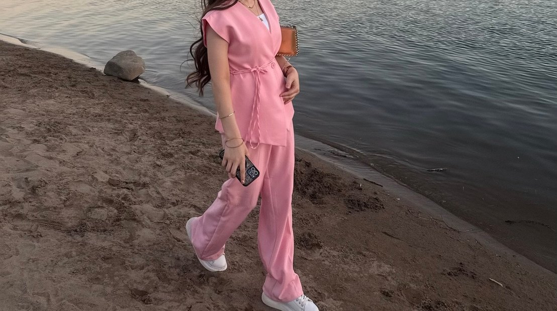 Pembe Kemerli Kadın Salaş Takım - Görsel 2