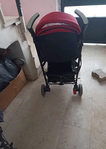 Koyu Kırmızı Bebek Arabası baston araba - Görsel 5