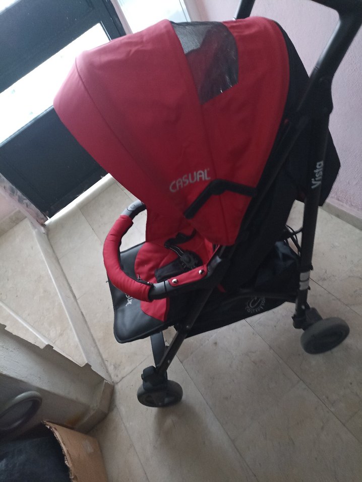 Koyu Kırmızı Bebek Arabası baston araba - Görsel 2