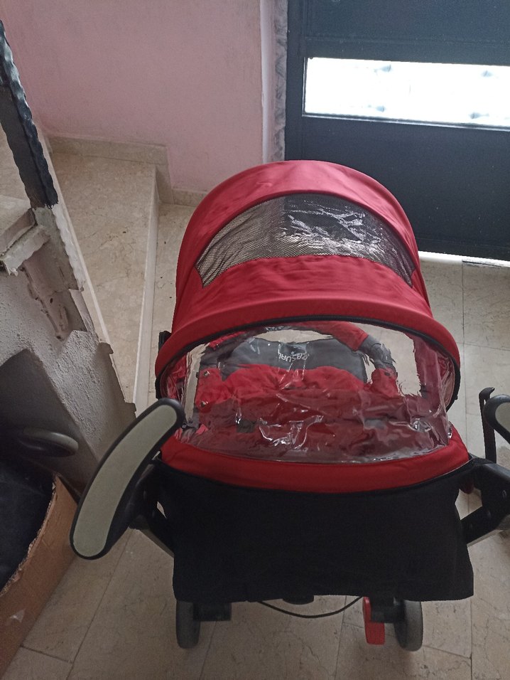 Koyu Kırmızı Bebek Arabası baston araba - Görsel 3